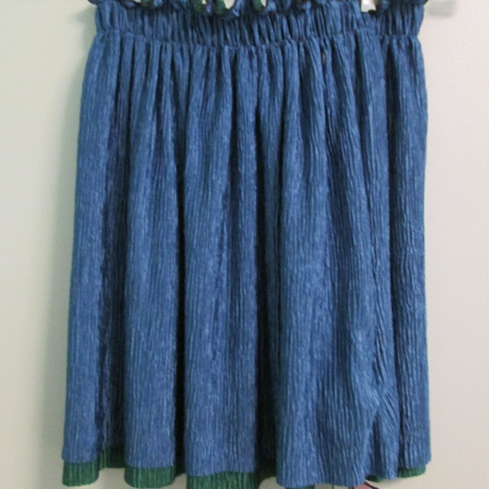 Misha Nono Tier Reversable Crinkle Flutter Mini Skirt-Blue/Emerald Green-XS-NWT